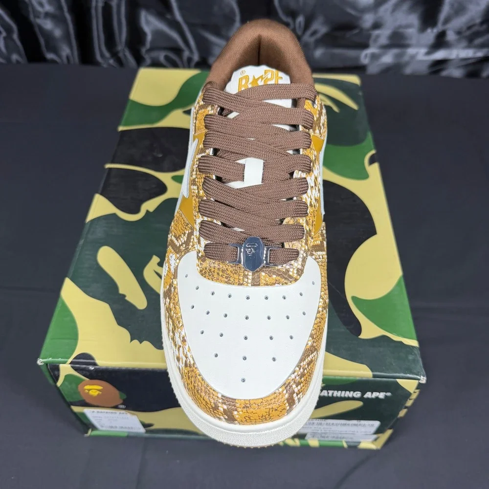 A Bathing Ape Bape Sta Brown Snakeskin SSENSE Exclusive Sneakers 1K70191329 Sz 9